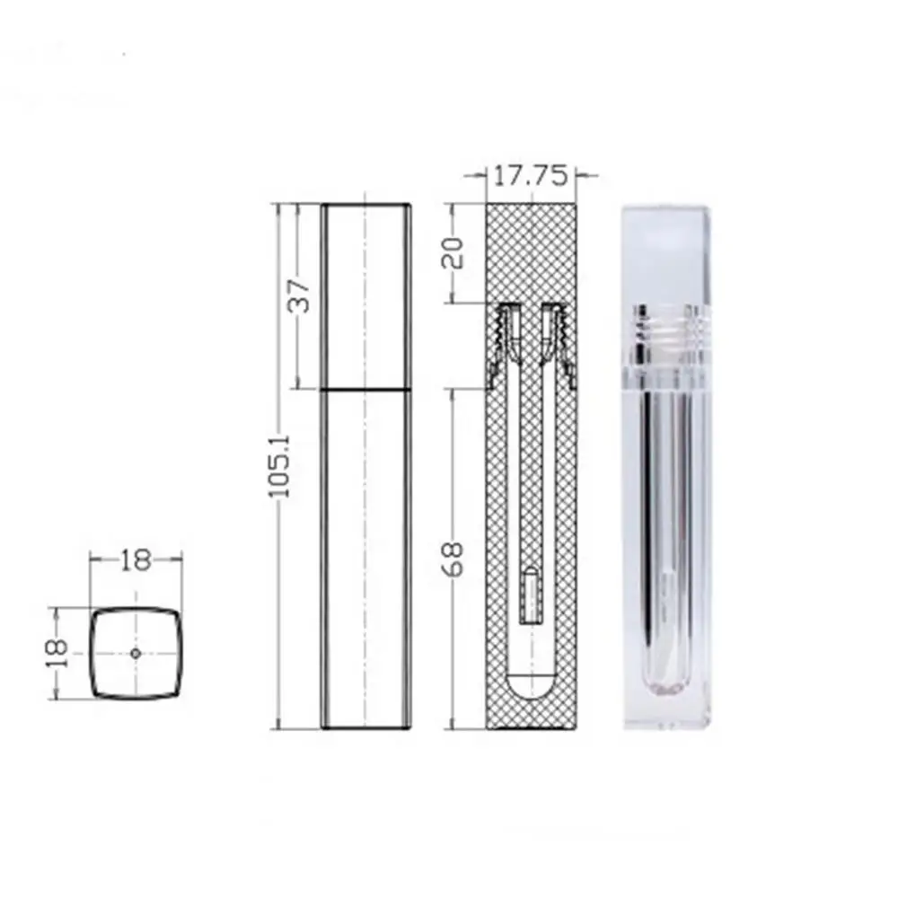 

5.5 ML Square Empty Plastic Lip Gloss Tube Refillable Lip Balm Bottle Reusable Sample Container For Lipstick Cosmetic