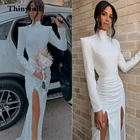 Thinyfull Свадебные платья с длинным рукавом и высоким воротником, Пляжное Платье в стиле бохо, свадебные платья принцессы, свадебное платье, платье