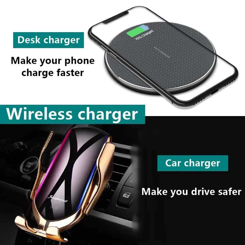 

Fast Wireless Charger Pad for Iphone Qi Wireless Charging Stand for Android Phone Car Wireless Charger Auto