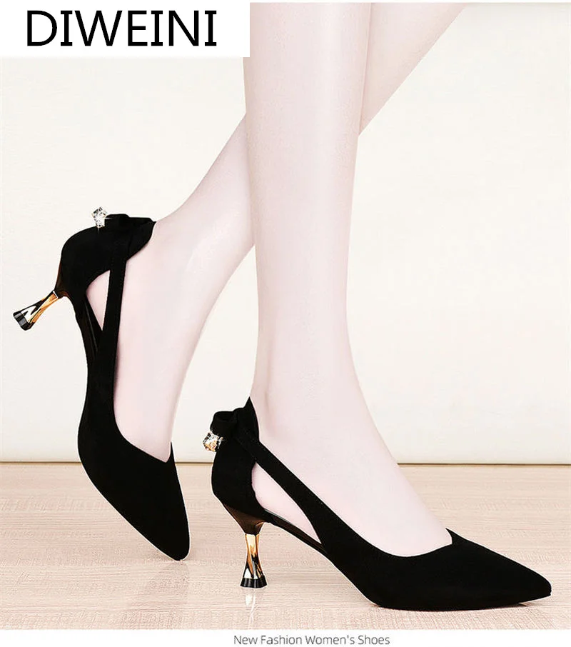 

2021 New Mid-heel Sandals Women High-heeled Women's Stiletto All-match Shoes Women's Pointed Toe Sexy Single Shoes Women's Shoes