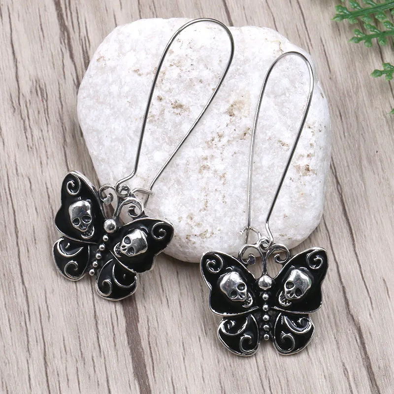 Винтажные черные серьги бабочки с капающим маслом для женщин модные маленькие