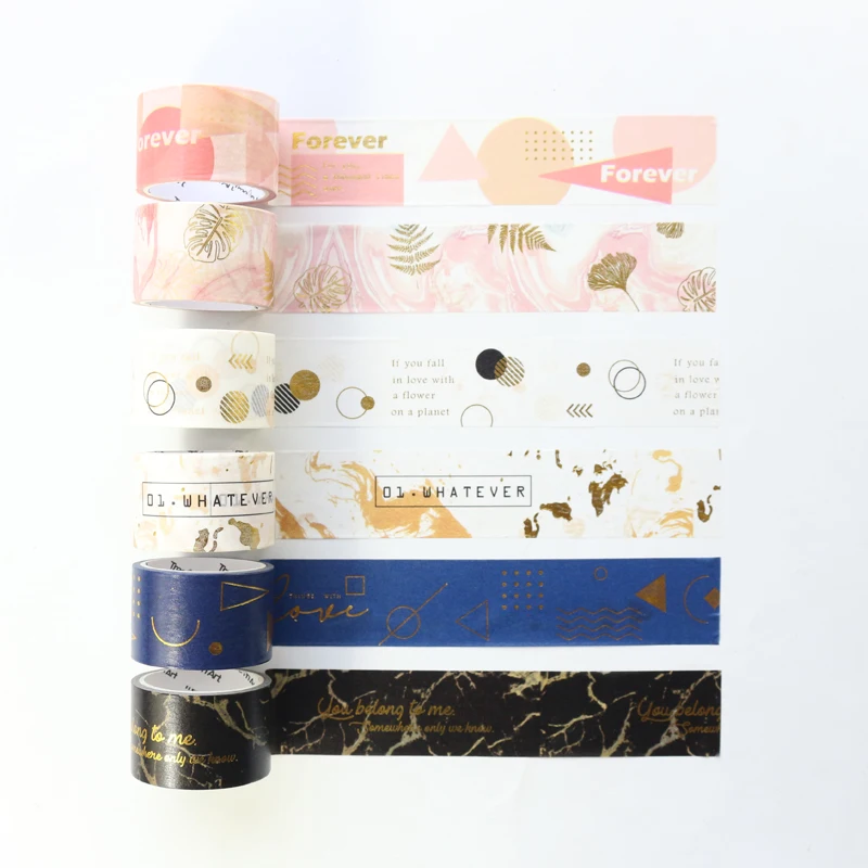 Domikee милые японские Золотая фольга лента для декорации Washi рулон школьников DIY планировщик дневник в стиле Скрапбукинг клейкой ленты 3 см* 5 м