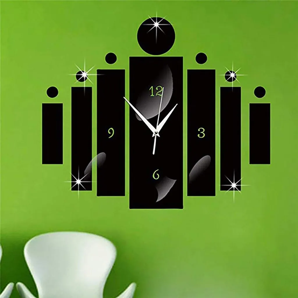 

Luxury 3D Mirror Silver Wall Clock Modern Design Home Decor Watch Wall Sticker For Home Decor
