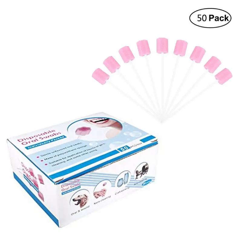 

50Pcs/Box Disposable Oral Sponge Swabs Unflavored Mouth Clean Dental Swabsticks