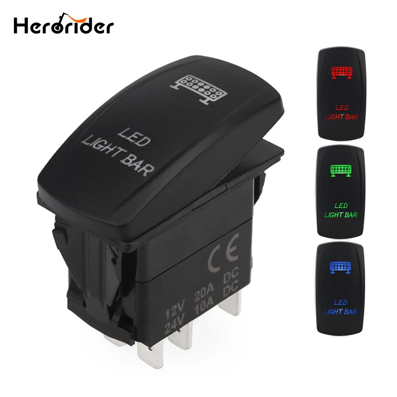 

Herorider 12 В 24 в стиль Carling светодиодный светильник вая панель тумблер переключатель SPST ВКЛ-ВЫКЛ 5-контактный водонепроницаемый тумблер для авт...