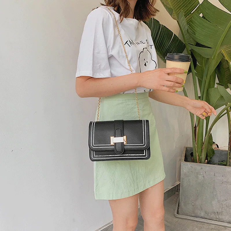 Женская маленькая сумка через плечо из искусственной кожи черная или белая с