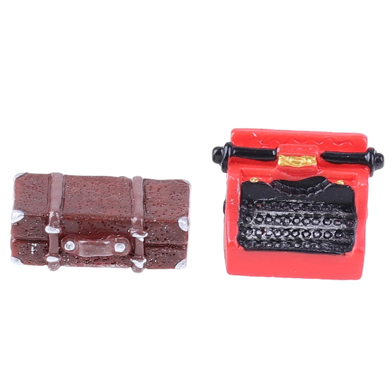 High Quality Stimulation Vintage Suitcase Typewriter Dollhouse Miniature 1:12 Scale Fairy Doll Home Life Scene Furniture Toys