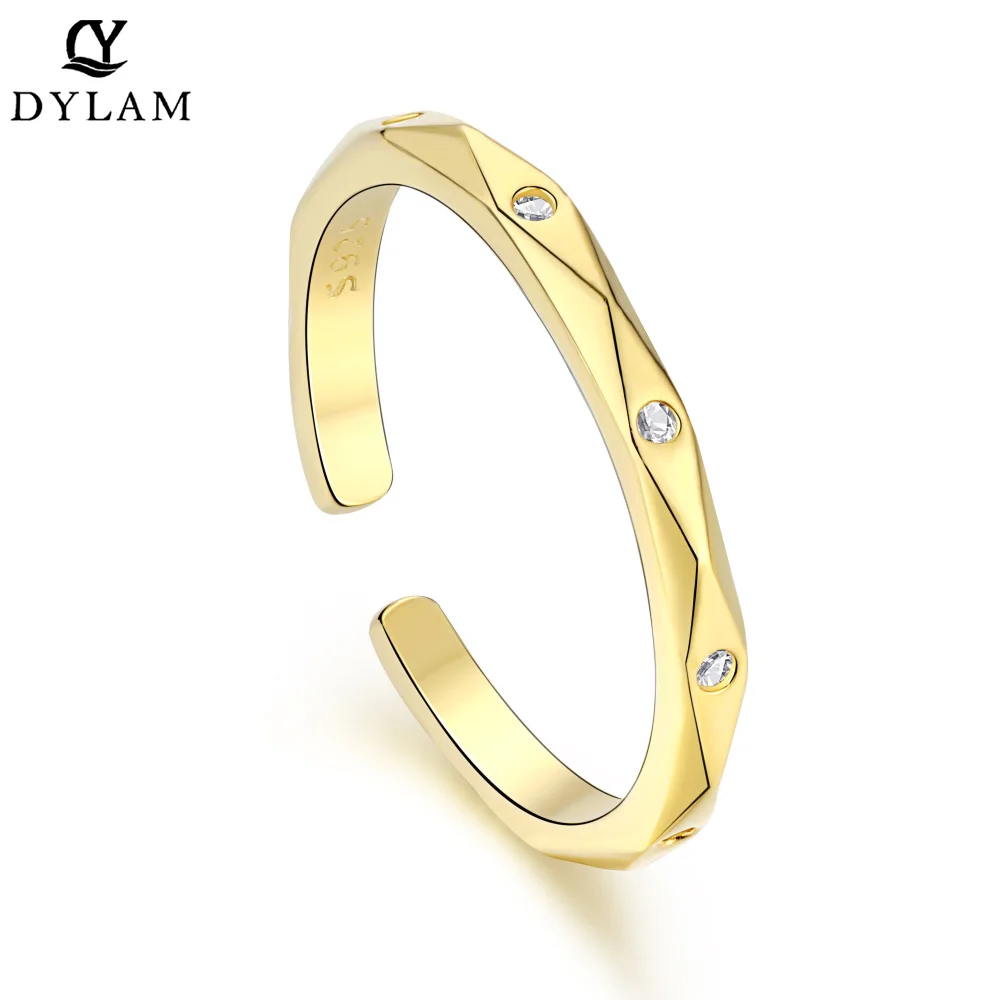 

DYLAM Moissanite Adjustable Rings For Women 925 silver 18K Gold Woman Jewelry Bague Femme кольца 2021 тренд aliança de namoro