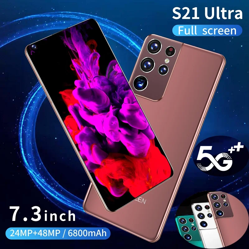 

S21 Ultra Smartphone Global Version 12GB+512GB 6800mAh 7.3 HD Inch Camera Cellphone 1440*3200 5G Android 10.0 Mobile Phones