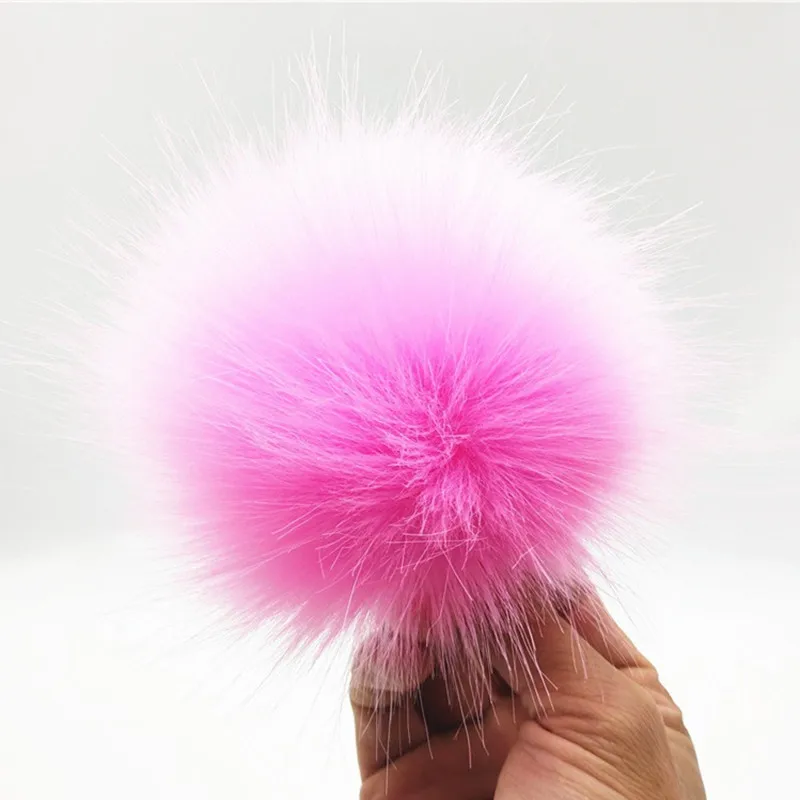 12cm colorful pompoms with snaps New winter artificial fur poms for knitted beanies cap hats shoes men's skullies & beanies