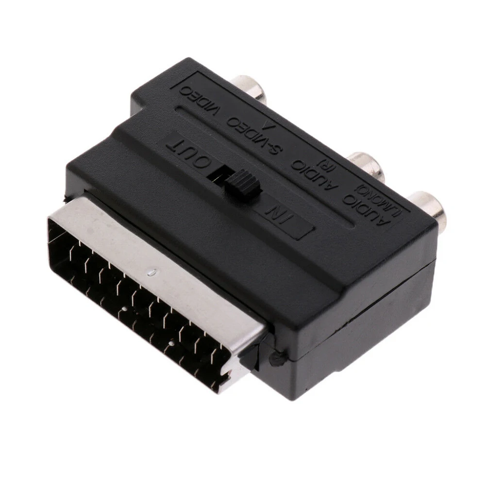 21 контактный адаптер Scart AV блок в 3 RCA Phono Композитный S Video с переключателем