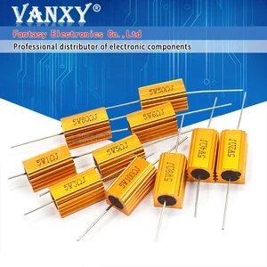 2pcs 5W Aluminum Power Metal Shell Case Wirewound Resistor 0.1  10K 0.33 0.5 1 2 5 6 8 10 20 50 100 120 200 300 1K 5K 10K ohm