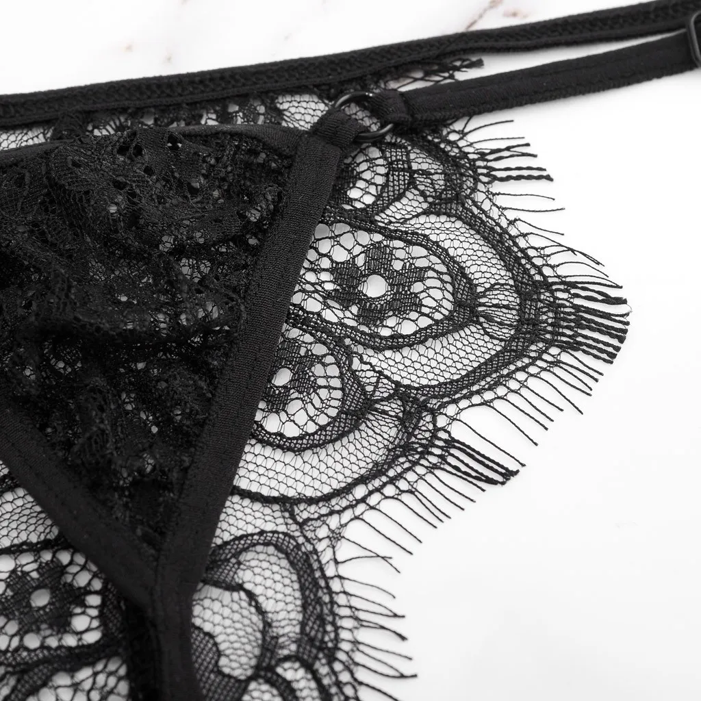 

Sexy Lace Erotic Lingerie Femme Sexy Underwear Babydoll Lenceria Mujer Hollow Out Bandage Porno Bra Thong Langerie Set Plus Size