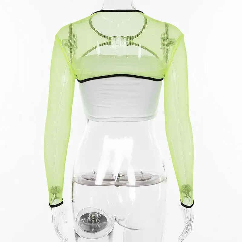 Женская прозрачная сетчатая майка однотонный укороченный топ в сеточку зеленого