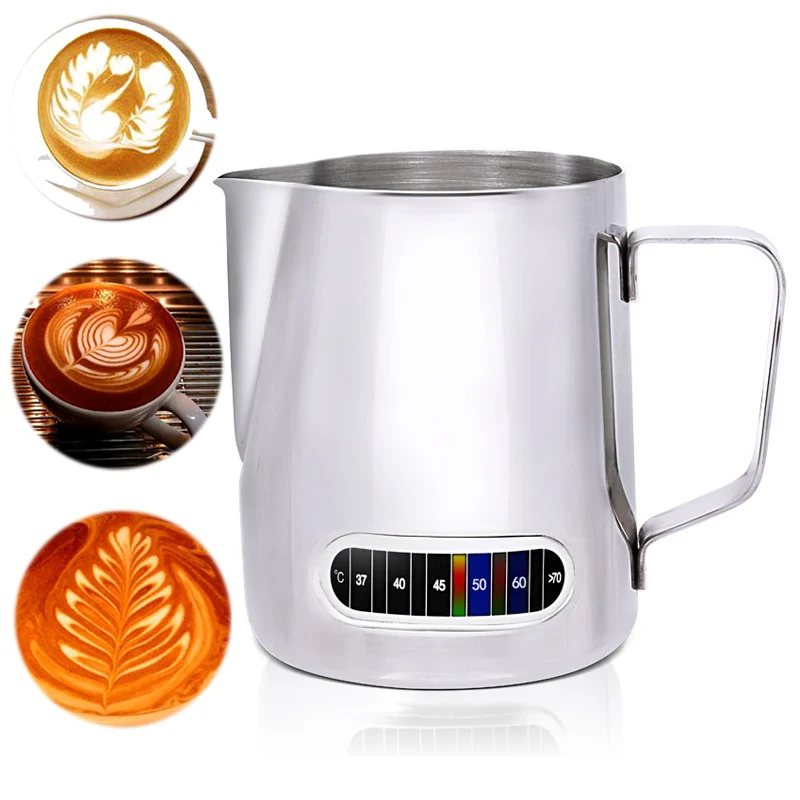 Кувшин для вспенивания молока с термометром из нержавеющей стали 600 мл | Бытовая