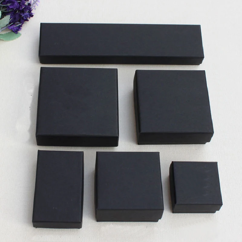 

1PC Square Rectangle jewelry Organizer Box Engagement Ring For Earring Necklace Bracelet Display Gift Box Holder Black Box
