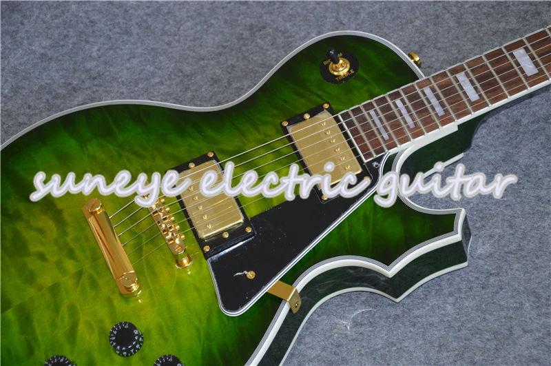 Suneye зеленые стеганые электрические Позолоченные элементы гитары левшей гитара