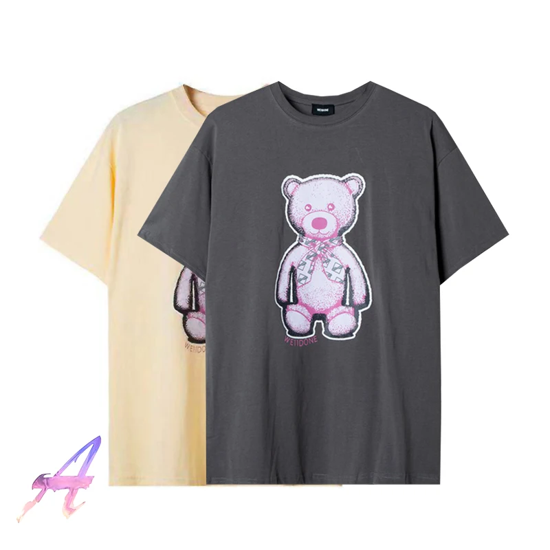 

3M Reflective We11done T-shirts High Quality Cartoon Bear Pattern Short Sleeve Oversize Men's Women's Welldone Casual T Shirts