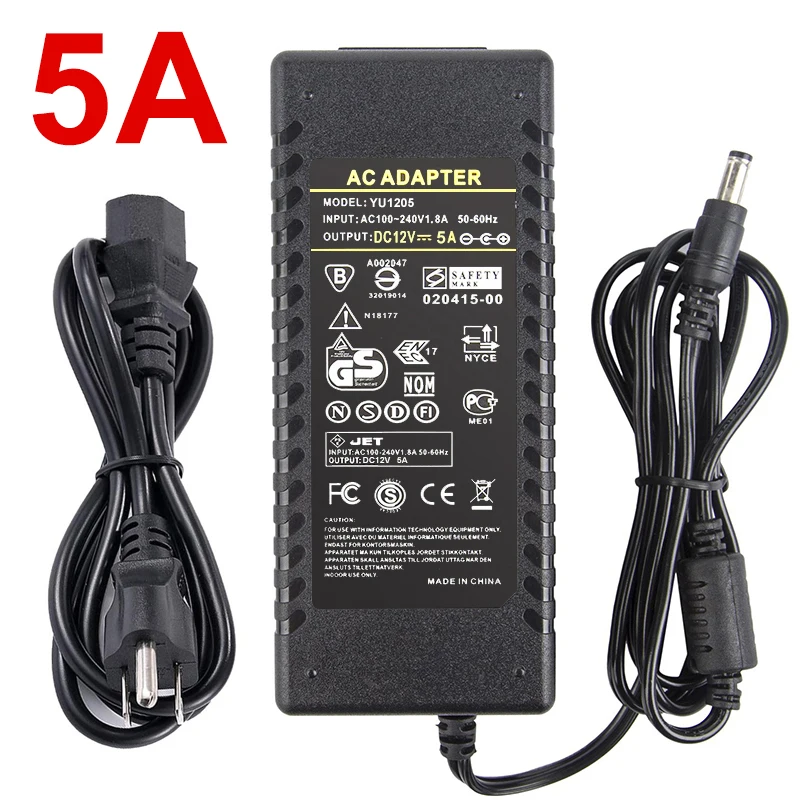 5A 12 В блок питания DC12V блок 1A 2A 3A 5A 6A 8A 10A трансформатор AC 110 В 220 В 220 В к DC 12 Вольт 12 В Светодиодный драйвер для светодиодной ленты - Цвет: 5A