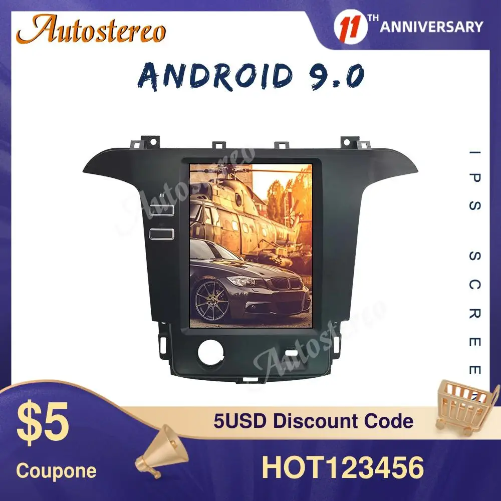 Автомобильный GPS навигатор в стиле Tesla Android 9 0 4 + 64 ГБ для Ford S Max Galaxy 2007 2015 стерео