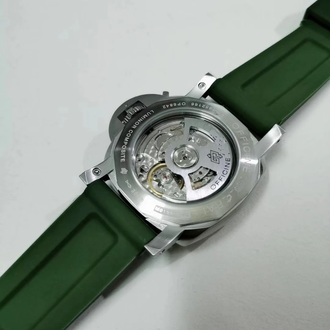 

Luxury Brand New Men Automatic Mechanical Sapphire Green Rubber Stainless Steel 3 Days GMT 1950 Watches Luminous 44mm