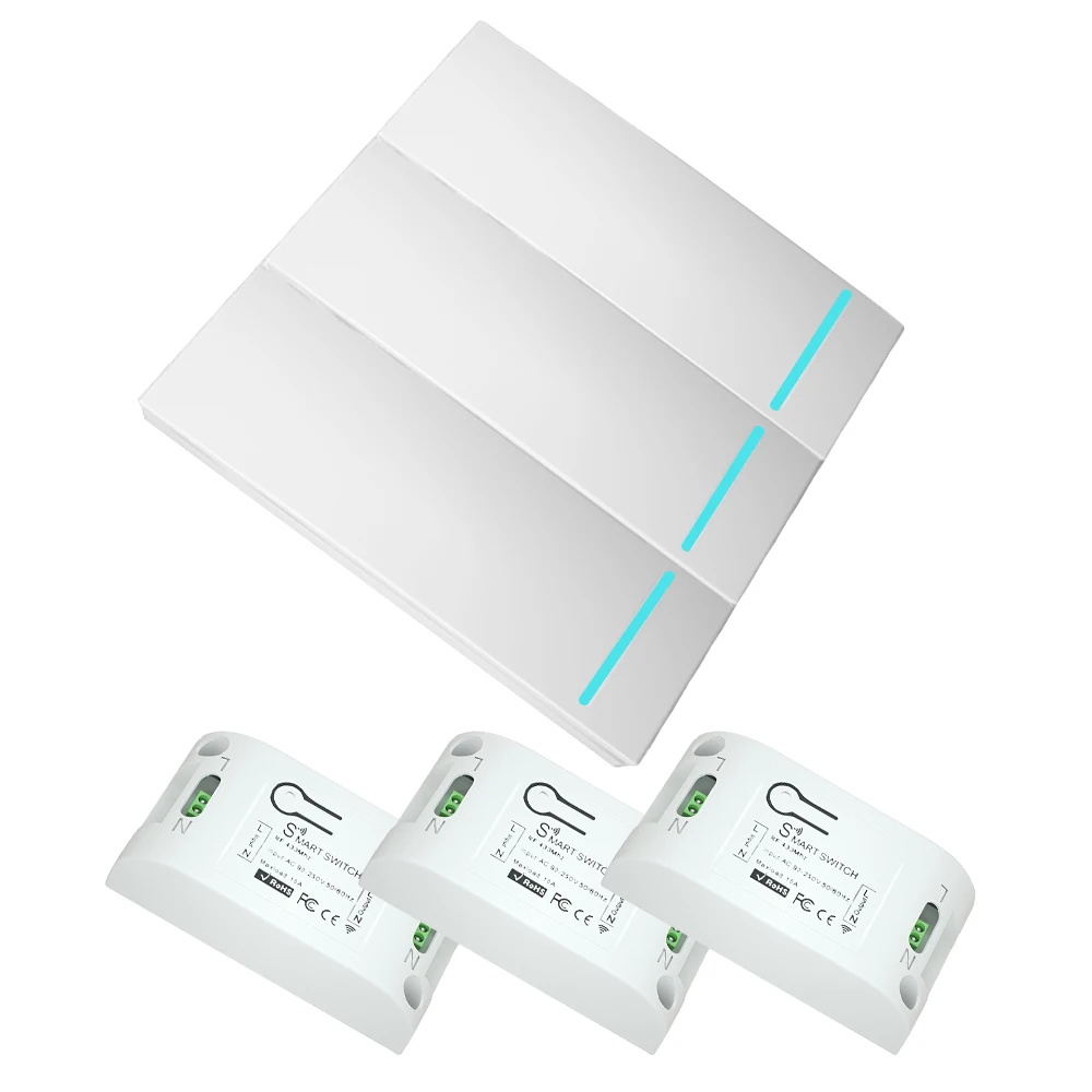 3 gang 3 receiver WH CACAZI стеновая панель для дома беспроводной умный кнопочный переключатель световая Кнопка 433 мгц радиочастотный пульт дистанционного управления приемник переменного тока 90-250 В спальня потолочный светильник - Цвет: 3 gang 3 receiver WH