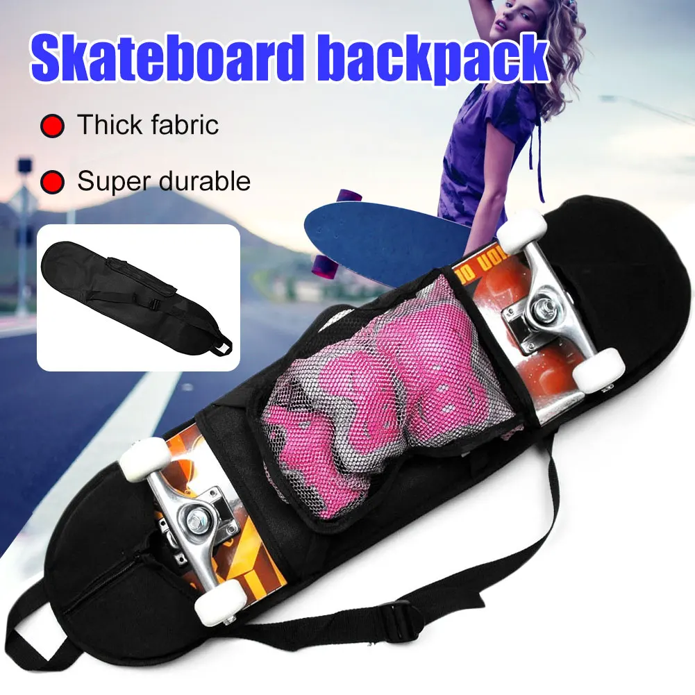 

81x21cm Skateboard Shoulder Carrier Adjustable Strap With A Mesh Pouch Portable Skateboard Carry Bag
