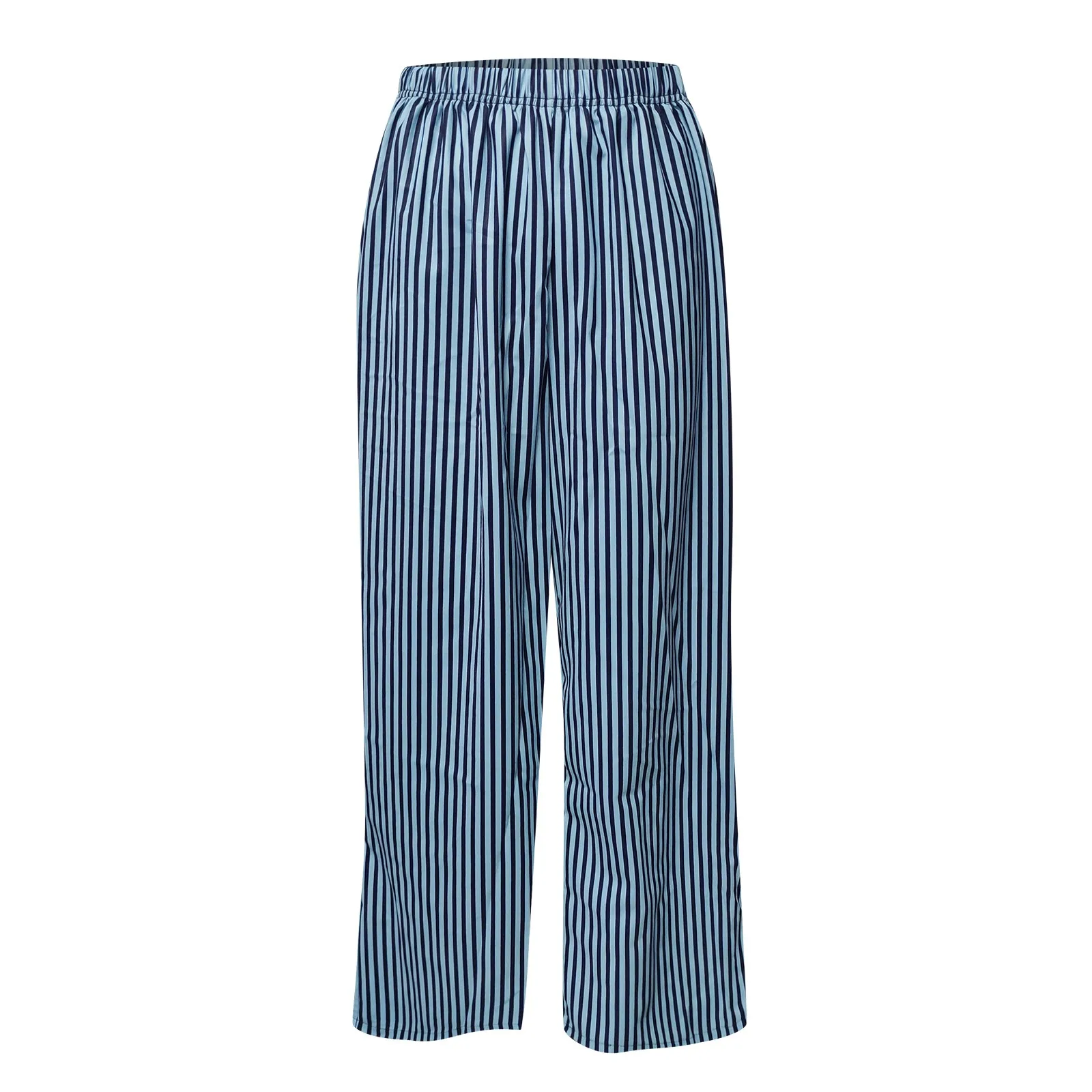 

Fashion Summer Wide Leg Pants Women High Waist Striped Loose Palazzo Pants Elegant Office 2021 Ladies Trousers