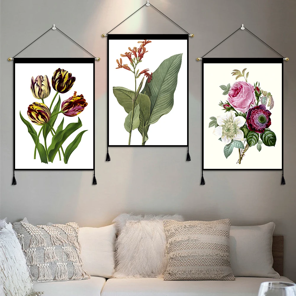 Богемные цветы листья акварель скандинавские плакаты Картина на холсте