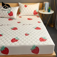 dream ns small strawberry waterproof mattress protector solid color embossed topper pad soft fitted sheet cover with elastic