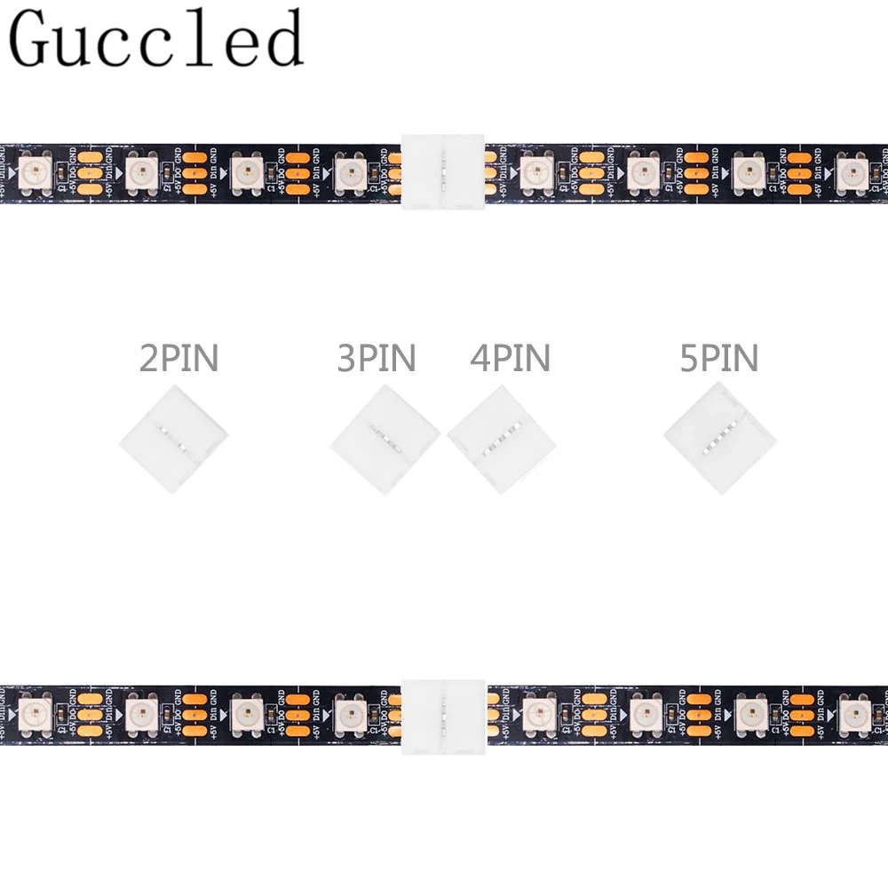 

10mm Width Solderless LED Connector 2/3/4/5PIN T/L/X Shape Corner Connector For WS2811 WS2812 3528 5050 RGB Led Strip Light