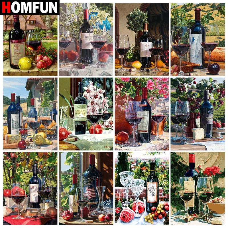 Картина Стразы HOMFUN алмазная вышивка Винный пейзаж 3d-вышивка крестиком украшение
