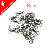 10pcs heavy duty ball bearing barrel fishing rolling swivel stainless steel connector solid ring size 0 to 8