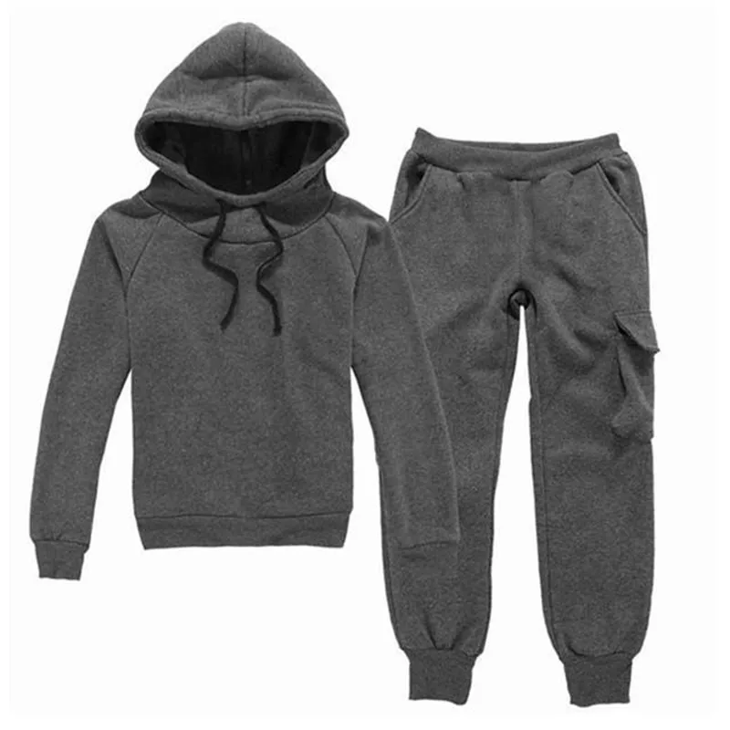 

Женский бархатный костюм из двух предметов, однотонная толстовка с капюшоном и брюки с эластичным поясом, Осень-зима