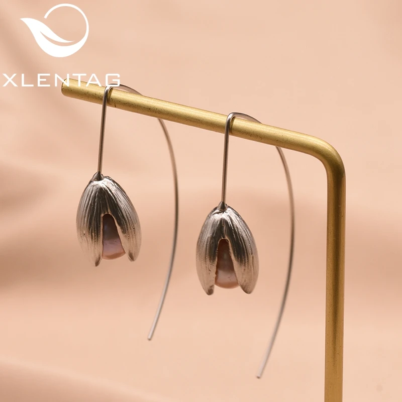 XlentAg натуральные пресноводные розовые жемчужные серьги подвески для дочери