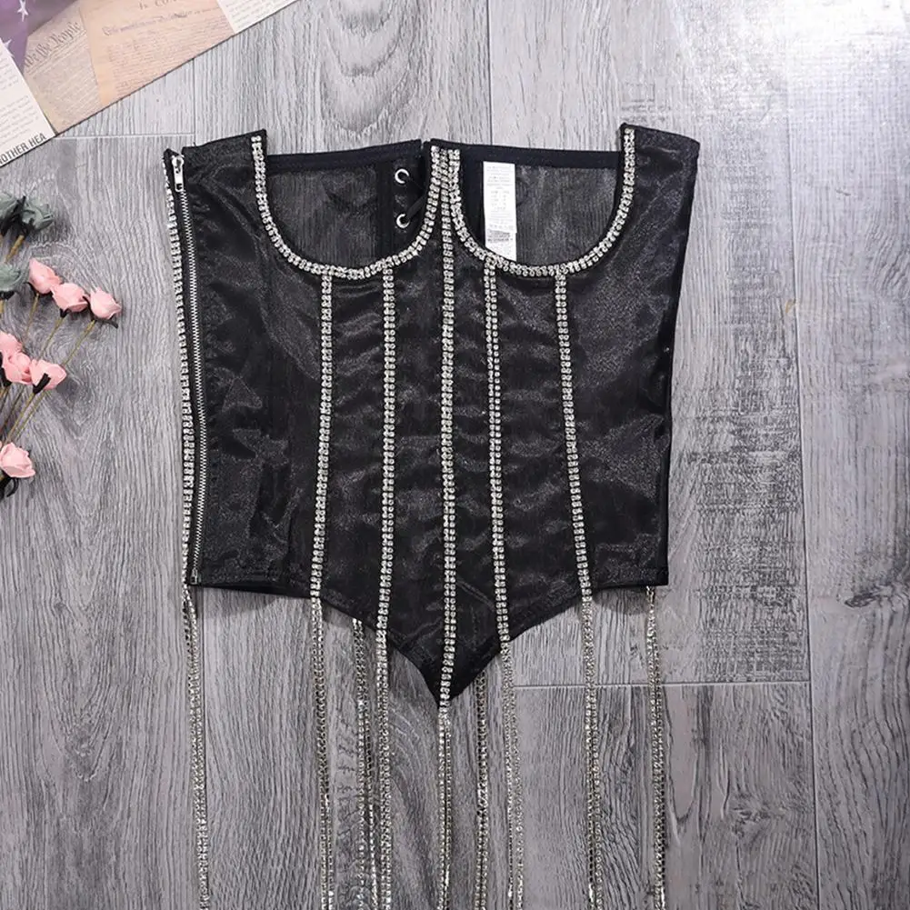 

Transparent Lace Girdle,european And Hot Girls Trendy Wrap Lace Chest Vest,flashing Diamonds,lace Waistcoat Straps Shapewea U7f7
