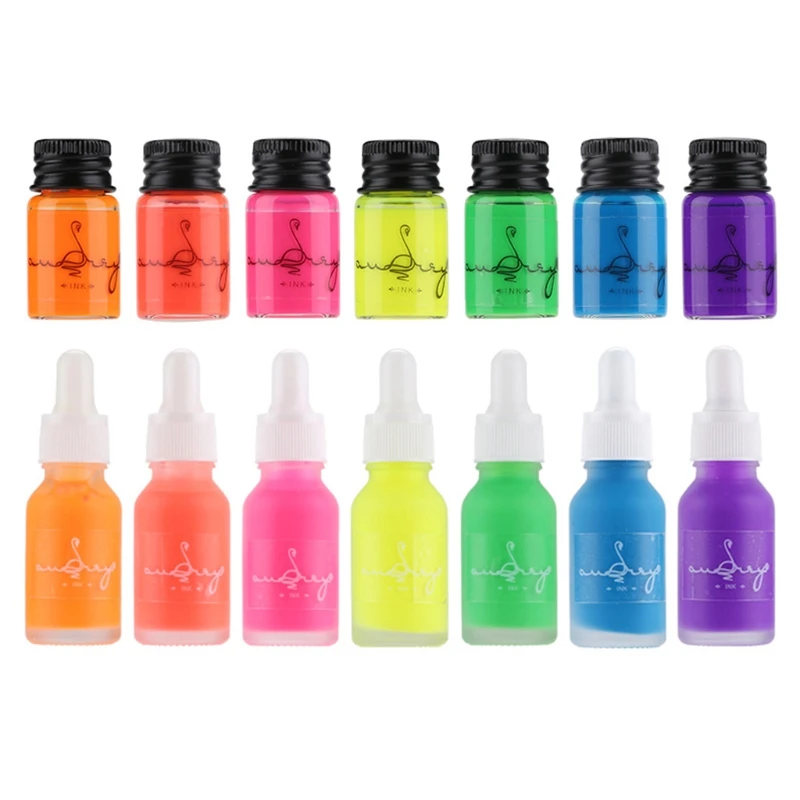 

5/15ml Fluorescence Bottled Dip Fountain Pen Ink Writing Signature Pen Refil Ink D08A