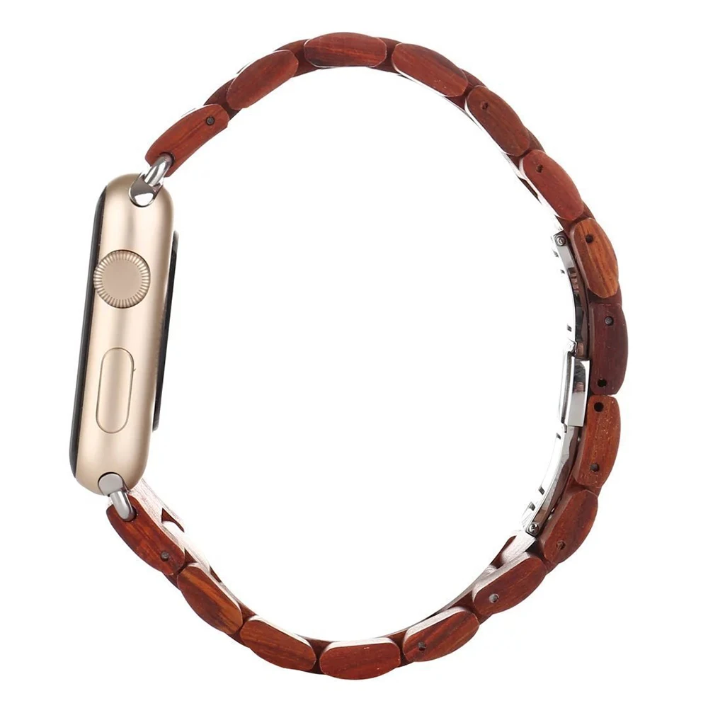 Деревянный браслет для apple watch5 4 band 44 мм 40 мм Высокое качество цельная древесина часы ремень для iwatch 3 2 1 38 мм 42 мм петли аксессуары