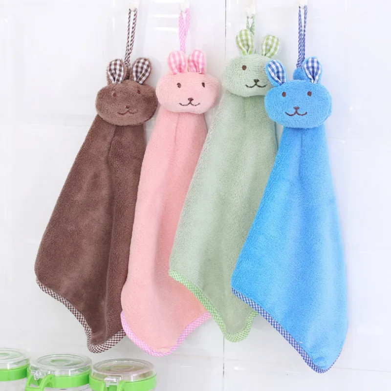 

Coral Fleece Cartoon Kitchen Towel Thicker Water Absorption Dirty Resistant Breathable Soft Hanging Household Products 5 Colors