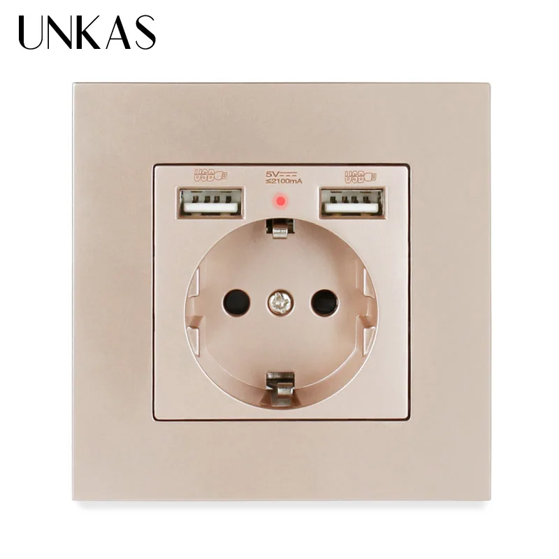 Настенная розетка UNKAS с двумя USB-портами 2 1 А 16 | Строительство и ремонт
