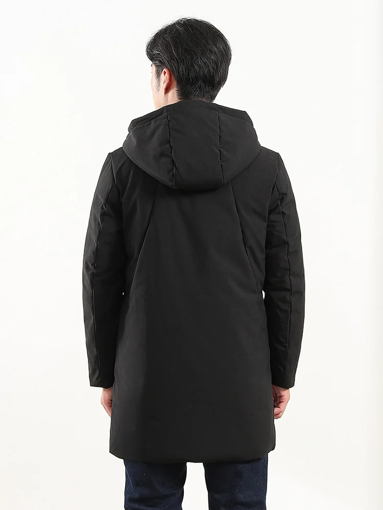 

CHERICOM new men's down simple casual drawstring hooded mid-length down jacket for men 239631