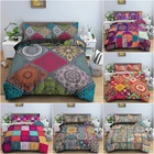 Комплект постельного белья с 3D этническим рисунком мандала, пододеяльник, пододеяльник с геометрическим рисунком и цветами для спальни, двуспальной кровати, домашний текстиль