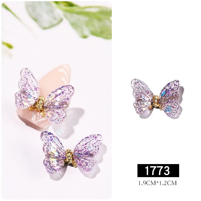 

High Quality Fashion New Style 1pcs Shiny Three-dimensional Light Smart Butterfly Zircon Nail Nail Accessories