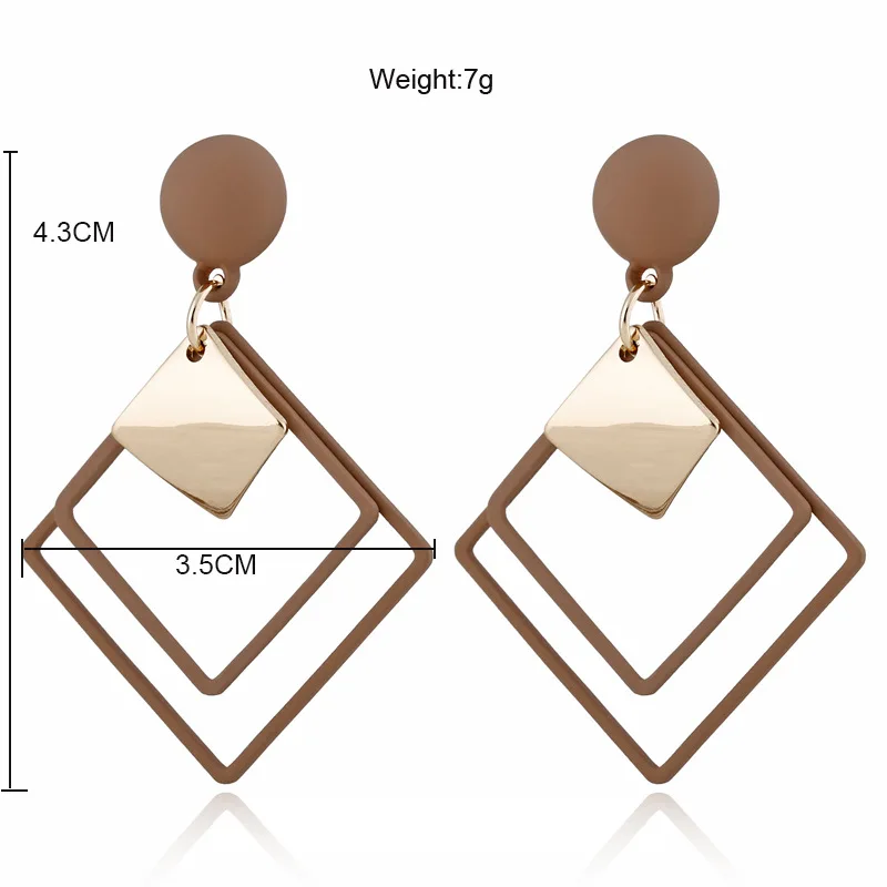 

Non Pierced Temperament Long Matte Square Pendant Clip On Earrings Sequins Geometric Ear Clips Female Elegant oorbellen Brincos