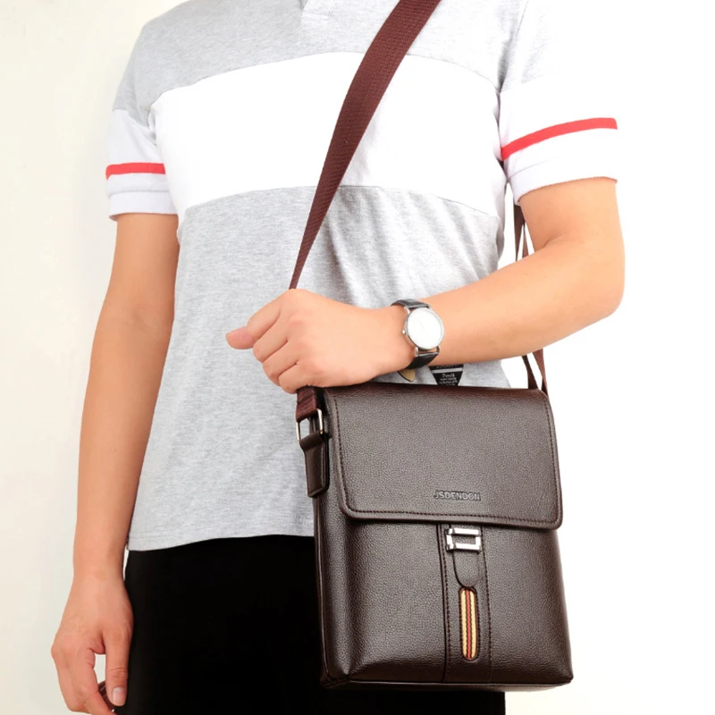 

PosBuy Men Business Shoulder Bags Crossbody PU Leather Black Brown Flap Work Messenger Bag Solid Purse Bolso Fashion New Arrival