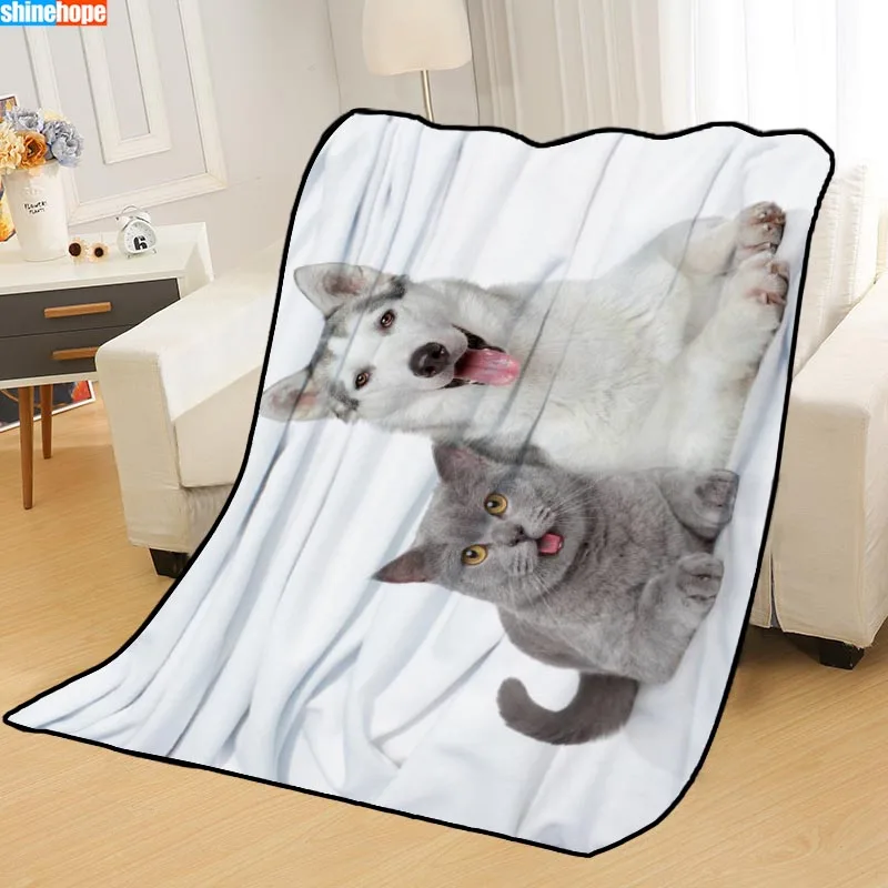 ?? カスタム犬と猫毛布ベッドスローブランケットソフトブランケット夏毛布アニメ毛布旅行毛布