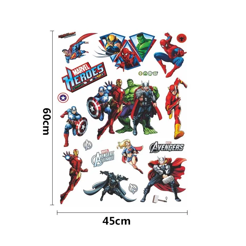 Наклейка Железный человек Новинка 1 шт. наклейка s для MARVEL Мстители супер герой для детской комнаты спальня стерео обои Человек-паук Супермен - Цвет: W8