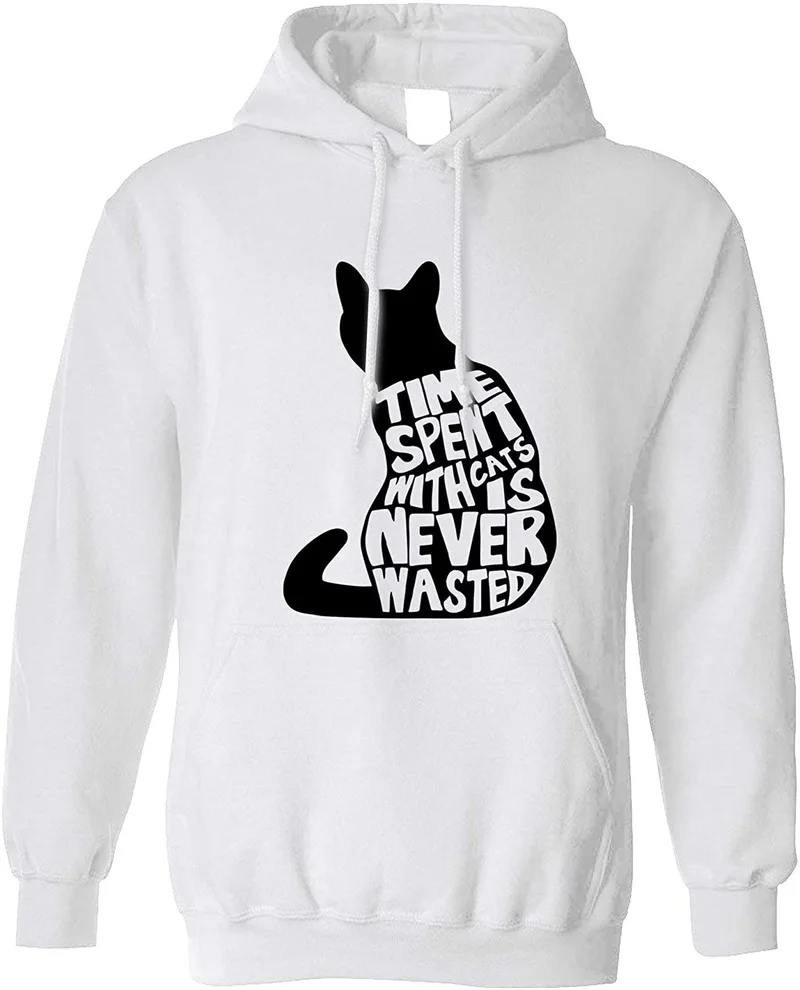 

Толстовка с капюшоном для влюбленных с забавными кошками, персональная Толстовка Оверсайз с животными, женская и мужская одежда