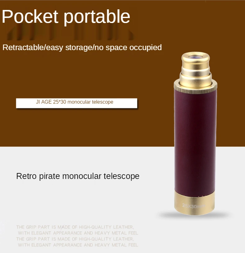 

GY Retro Retractable Pull-out Monocular Telescope High Magnification Portable Copper Pocket Small