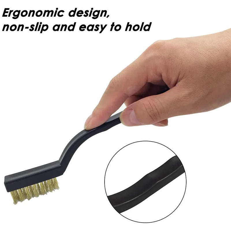 

11 Pcs Brush 7 Inch Knife and Shape Brush, Curved Handle Masonry Wire Brush For Cleaning Welding Slag and Rust